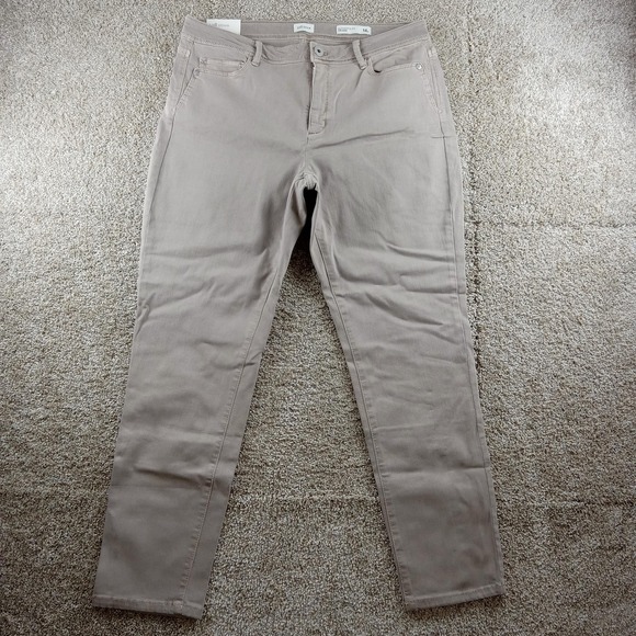 J Jill Jeans Womens 14 Light Mocha Beige Slim Ankle Reg Authentic Fit Stretch - Picture 1 of 12